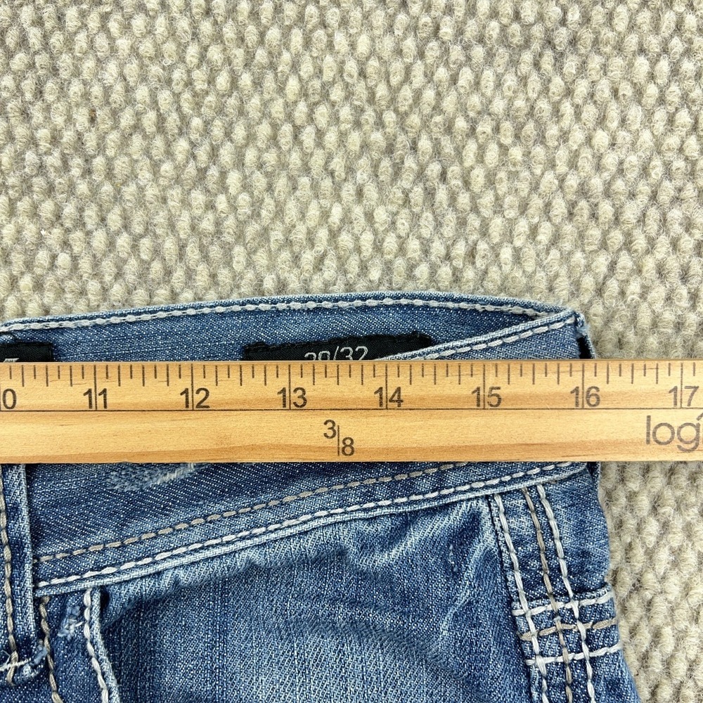 CJ Black Jeans Men 30x32 Relaxed Straight Flap Pockets Embroidered Med Wash Fade - Picture 15 of 16